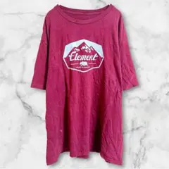 エレメント Tシャツ ボルドー ロゴプリント 半袖 ビッグシルエット メンズLのサムネイル
