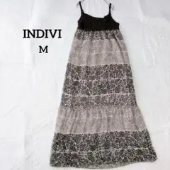 【インディヴィ】ボタニカル　花柄　キャミソール　マキシワンピース ロング丈Mのサムネイル