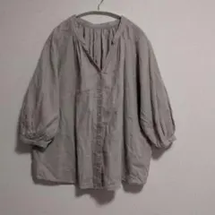 GU リネンブレンド ギャザー ブラウス七分袖 Mサイズ