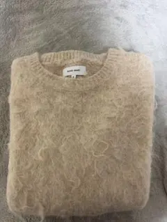 ベージュ モヘア風 長袖セーター