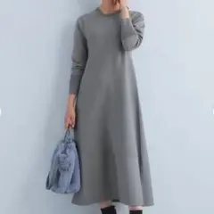 グリーンレーベルリラクシング パフニット Aライン ワンピース フリーサイズ