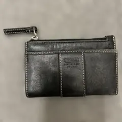 COACH レザーコインケース キーリング付き ブラック