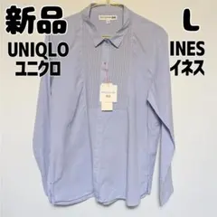 新品 未使用 ユニクロ イネス コットンリネンエンプロイダリーシャツ L ブルー