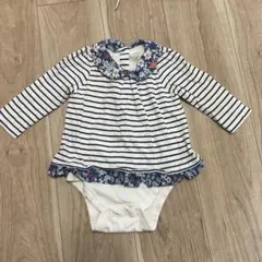 ストライプ花柄長袖Tシャツ 80