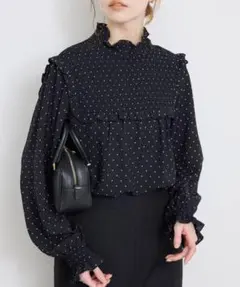 SLOBE IENA ドットシャーリングブラウス