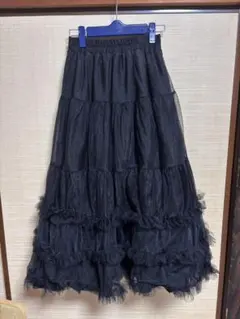 evelyn ギャザーティアードSK ブラック