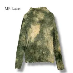 エムビールーカス 総柄 シワ加工 シアー トップスF 緑 メッシュ 長袖 韓国製