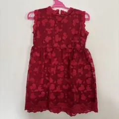 110cm 赤 ドレス 女の子 ノースリーブ 結婚式 発表会 フォーマル