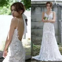 ドレスプロダクション 刺繍レース 背中開き ソフトマーメイドドレス（W230）