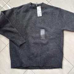 UNIQLO ダークグレー ウールニットセーター Lサイズ