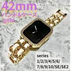 アップルウォッチ　ケース　applewatch バンド　ゴールド　42mm