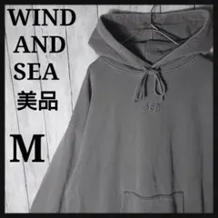 【美品】ウィンダンシー　刺繍ロゴ　パーカー　フェード　古着感　くすみカラー