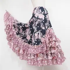 フラメンコ ファルダ 新品 Leirena 黒 レッスンファルダ フラメンコ