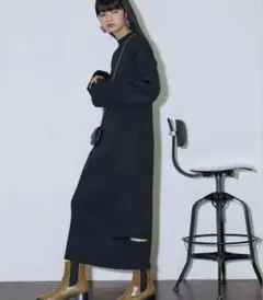 ザヨン THE YOn スラッシュヘムワイドカフリブニット ワンピース