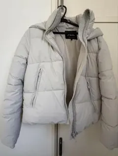 ZARA ホワイト ダウンジャケット アウター グレージュ ベージュ