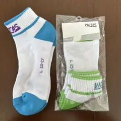 VICTAS 卓球ソックス L-537 ホワイト/グリーン