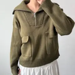 ZARA ハーフジップダブルポケットニット