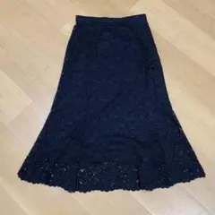 【美品】 レース フレアロングスカート★黒★ユニクロ★M★マーメイド