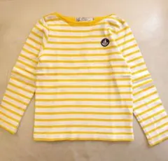 プチバトー☆白×黄色のマリニエールボーダー☆長袖カットソー☆6ans114cm