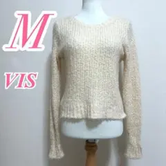 VIS ビス ベージュ 長袖ニット セーター M カジュアル ナイロン アクリル