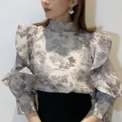 SNIDEL オーガンシースルーハーフスリーブブラウス