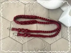 マクラメ　スマホショルダーストラップ　ボルドー