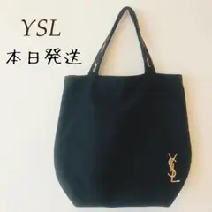 YSL　イヴサンローラン　キャンバストートバック　ロゴ刺繍　ブラック