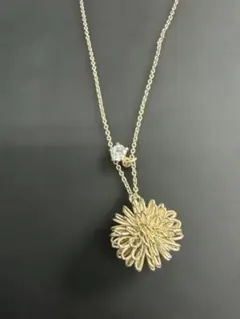 フラワーモチーフ ネックレス 約43cm ラインストーン 花 シルバーカラー