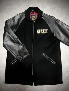 美品】Schott スタジャン ブラック レザー切替 - メルカリ