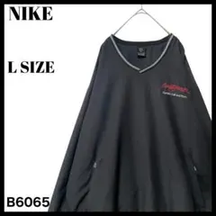 NIKE ナイキ 企業刺繍 袖ロゴ Vネック プルオーバー ジャケット 黒 L