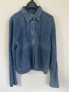 ユーロVintage 90s コットンニット編みシャツ M