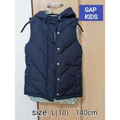GAP KIDS フード付き中綿ベスト ネイビー×花柄 140cm