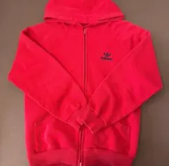 80s adidas デサント製 サーマル ジップパーカー　赤
