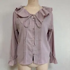 グレイル　GRL フリルリボン付き 長袖ブラウス　美品　薄手生地　フリル袖