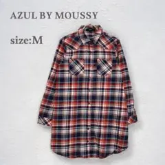 アズールバイマウジー　シャツワンピース　チェックワンピース　フレア　膝丈　長袖