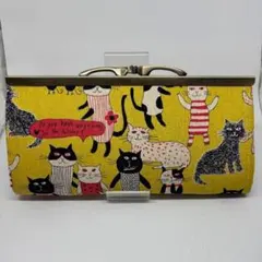 がま口　財布　長財布　がま口長財布　猫　ネコ　可愛い ブサ可愛い