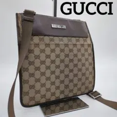 【人気モデル・美品】グッチ☆ ショルダーバッグ GGキャンバス レザー ブラウン
