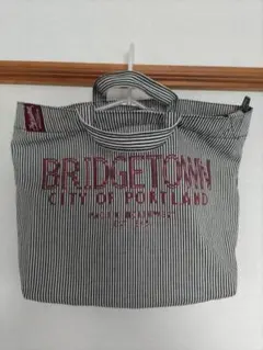 Bridgetown ストライプ トートバッグ ファスナー　内ポケット　肩掛け紐