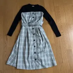 ❄*❄様 チェック柄ウエストベルト付きスカートセットアップ