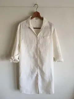 MUJI 無印良品　フレンチリネン　麻　シャツワンピース　オフ白　オフホワイト