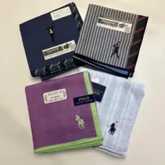 未使用 ポロラルフローレン 他メンズ ハンカチ ハンカチタオル4枚セット