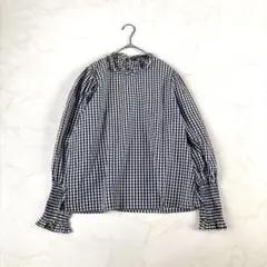 ザラウーマン ZARA WOMAN ギンガムチェック パフスリーブ ブラウスＬのサムネイル