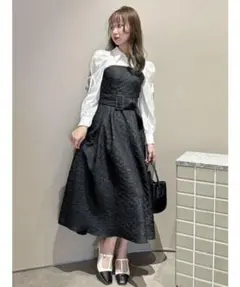 dazzlin ブラウスレイヤードジャガードワンピース