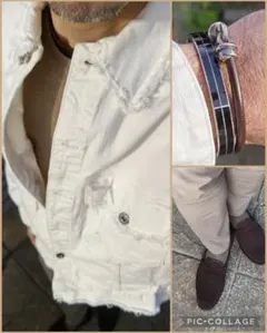 〈ZARA〉ホワイトデニムジャケット ダメージ加工★デニムジャケットのみの販売