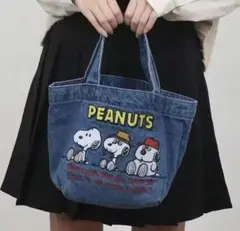 【新品】 スヌーピー デニム トートバッグ ミニバッグ 刺繍バッグ ハンドバッグ