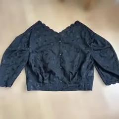 misty woman ブラック 花柄刺繍 五分袖カーディガンのサムネイル