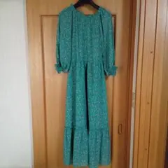 Wcloset 花柄グリーンロングワンピース