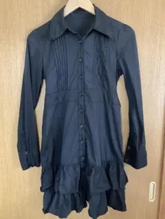 【INGNI】フリルトレンチコート Mサイズ 黒 長袖 ミニ丈