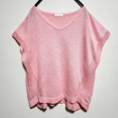 a.v.v standard ニット トップス サイズL 半袖 Vネック 透け感