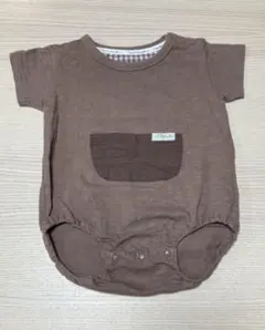 美品 バースデイ購入 mamaraku ブラウンロンパース 80